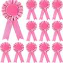 12 Pieces Blank Award Ribbon Prize 1st Place Rosette Medal Winner Victory Recognition Participation Ribbon for Competition Sport Event School Contest(Pink)