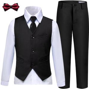 Boys Suits Slim Fit Toddler Tuxedo Suit Set for Teen Boys Communion Dress Clothes Kids Wedding Ring Bearer Outfit (8 Years, Black)