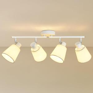 HiBay 4-Light White Track Lighting Ceiling, Fabric Shade Spotlight, E26 | Modern farmhouse light fixture with 4 directional heads for kitchen living room dining area, E26 base, bulbs not included