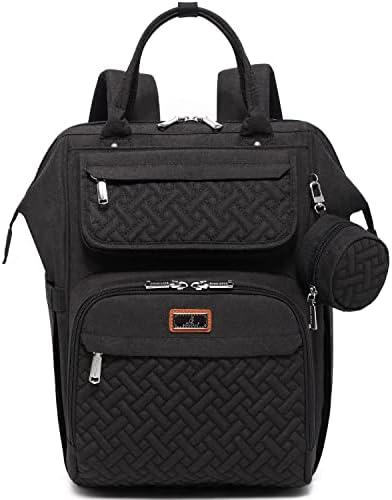 BabbleRoo Diaper Bag Backpack, Multifunction Nappy Changing Bag with Changing Pad, Stroller Straps & Pacifier Case, Unisex Stylish Travel Back Pack for Moms & Dads - Black
