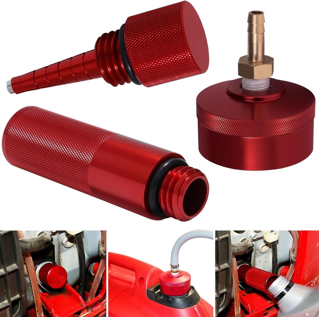 For Honda EU3000i EU2000i EU1000i Generator Extended Run Gas Cap, Mess Free Oil Change Funnel & Magnetic Oil Dipstick Upgrade Red Aluminum