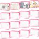 16-Piece Makeup Bags, Waterproof Toiletry Bag Carry Pouch Portable Cosmetic Bag PVCTravel Clear Pouches Carry-on Travel Essentials Transparent Storage Organizer Bag (Rose Pink-M)