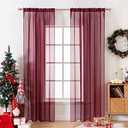 MIULEE 2 Panels Solid Color Sheer Christmas Window Curtains Elegant Window Voile Panels/Drapes/Treatment for Bedroom Living Room (54X90 Inches Red)