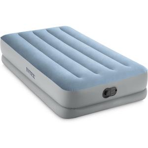 Intex 64157E Dura-Beam Plus Mid-Rise Air Mattress: Fiber-Tech  Twin Size  Built-in USB Electric Pump  14in Bed Height  300lb Weight Capacity