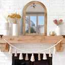 LOSOUR Arched Mirror, Farmhouse Decor Solid Wood Frame Wall Mirror, Bathroom Mirrors, Large Vintage Mirror for Bathroom, Living Room,Bedroom, Entryway, Hallway,Foyer (Brown, 36" L x 24" W)