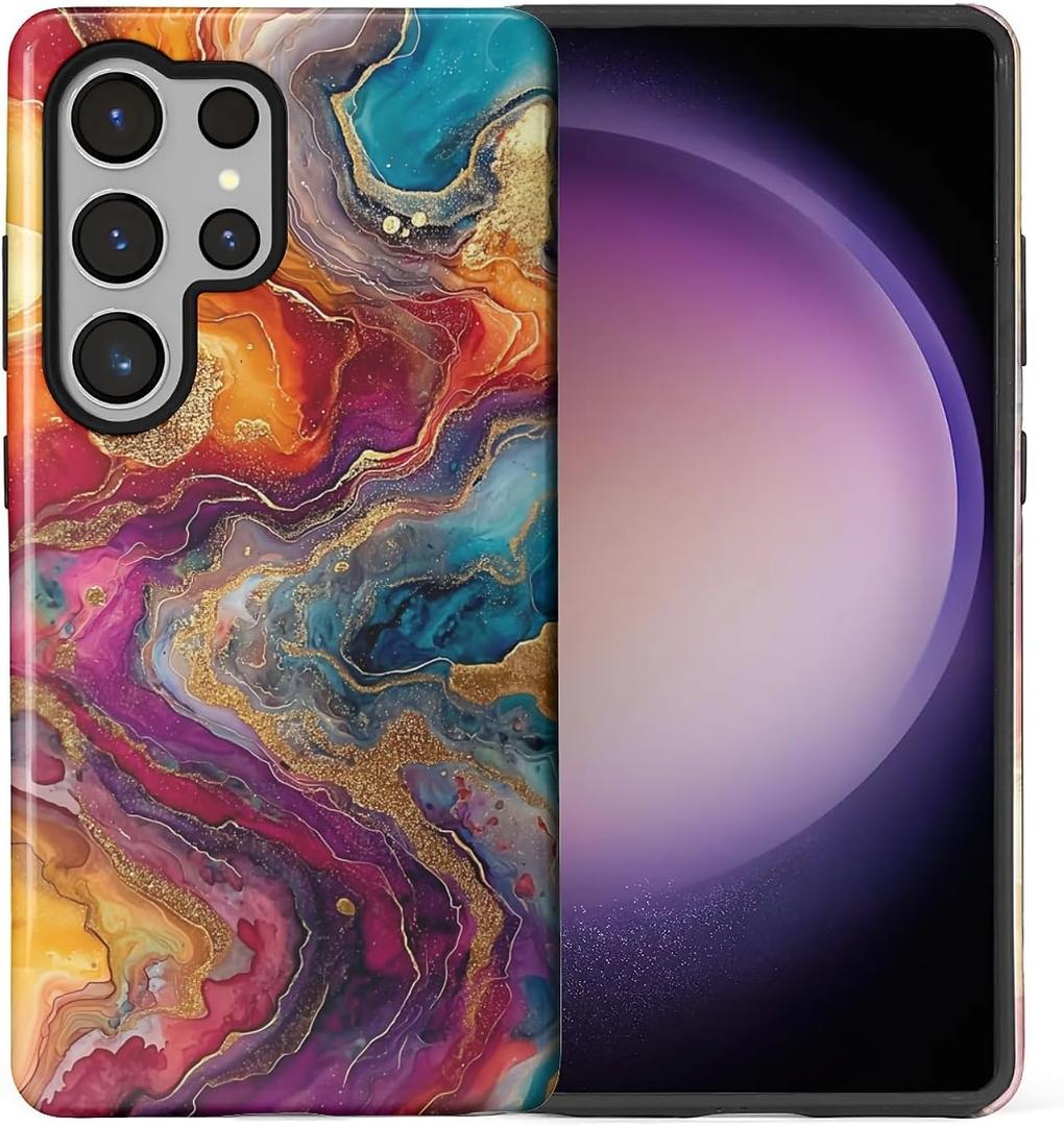 CARLOCA Case for Samsung Galaxy S25 Ultra,Fire Agate Precious Stone Gold Design- Hybrid Dual Protection Soft TPU + Hard PC, Shockproof & Anti-Scratch Cover Men Women Stylish Protective Phone Case