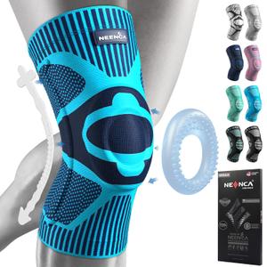 NEENCA Knee Braces for Knee Pain Relief, Compression Knee Sleeves with Patella Gel Pad & Side Stabilizers, Knee Support for Weightlifting, Running, Workout, Arthritis, Meniscus Tear, Men Women. ACE-53 (XX-Large, Light Blue)