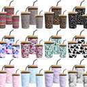 Irenare 36 Pack Reusable Assorted Sizes Iced Coffee Sleeves Neoprene Insulator Cup Sleeve for Cold Drinks Beverages Coffee Cup Sleeves Reusable for Hot Cold Drink, 16-32oz