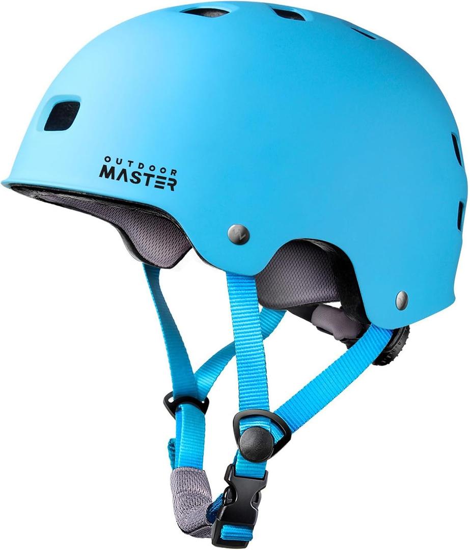 OutdoorMaster Skateboard Cycling Helmet - Two Removable Liners Ventilation Multi-Sport Scooter Roller Skate Inline Skating Rollerblading for Kids, Youth & Adults (Medium, Blue)