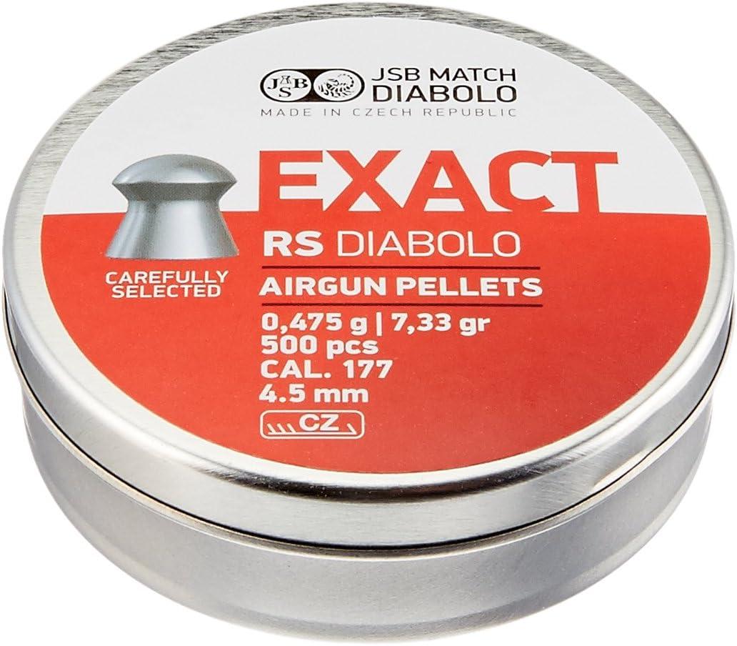 JSB Diabolo Exact RS Air Gun Pellets .177 Cal, 7.3 Grains, 500ct, Gray (546307-500)