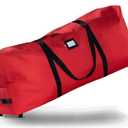 ZOBER 600D Oxford Fabric Rolling Christmas Tree Storage Bag - Fits 7.5 Ft Artificial Trees - Waterproof Christmas Tree Bag For Storage Box For Xmas, Durable Handles and Wheels - Card Slot - Red