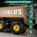 6 Wheel All Terrain Dolly, Heavy Duty Furniture Dolly 1300 Lbs Capacity, 10" Inflatable Tires Big Wheel Dolly, All Terrain Mover for Homes, Logistics, Warehouses, Shopping - 35.5" x 18" - Black