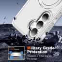 for Samsung Galaxy S26 Case with Magnetic Invisible Stand[Compatible with MagSafe] with Screen Protector Dual Layer Full Body Military Shockproof Translucent Phone Cover-White