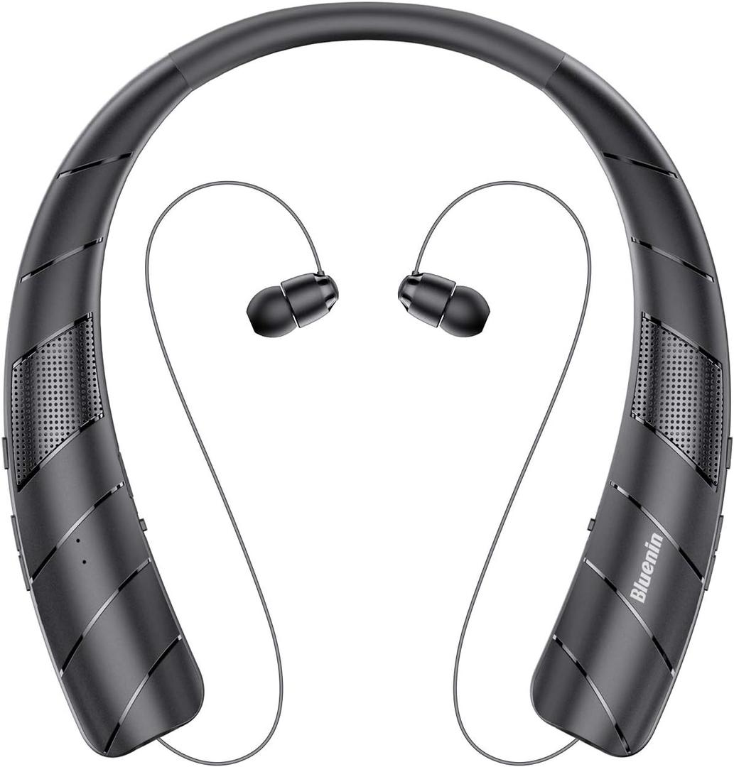 Neckband Bluetooth Headphones Speaker 2-in-1Wireless Wearable Speaker at lightest 99g weight with Retractable Earbuds, Portable Speakers and Headsets w/Bulit in Mic for Home, Office and Outdoors