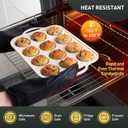 2 Packs 12 Cups Silicone Muffin Pan for Baking with Metal Reinforced Frame Regular Size Cupcake Pan Tray Chocolate Egg Pizza Bites Oven Top Cookie Molds Muffin Tin Tart Pans Sheet Set Bakeware Liner