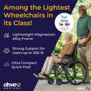Drive Medical AeroFly Ultra-Lite Wheelchair, 14 lb, 20" Seat, Matte Gray