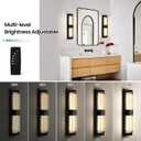 Battery Operated Resin Wall Sconce - Wireless Rechargeable Black Wall Light Dimmable LED Remote Wall Sconces Lighting Modern Cordless Vanity Light Fixtures No Wiring for Living Room Bedroom Bathroom, 19 Inch