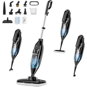Steam Mop, 12-in-1 Powerful Handheld Steam Cleaner Detachable Steam Mops for Floor Cleaning, 565ML Removable Tank, 23FT Power Cable, MultiPurpose Steamer for Hardwood, Tile, Grout, Furniture (blcak)