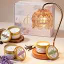 Flower Candle Warmer Lamp with Timer & Dimmer, Adjustable Height Candle Warmer, Christmas Birthday Gifts for Women Mom, House Warming New Home Decor, Wax Warmer for Jar Candles - Amber w/3 Candles