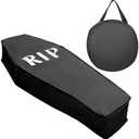 JOYIN 63” Halloween Coffin Pop Up Decorations Outdoor Indoor Life Size Casket with Lid, Collapsible Fake Scary Haunted House Graveyard Lawn Garden Cemetery Decor Party Supplies Prop