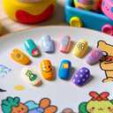 4 x Colorful Kid Nail Stickers Kid Fingertip Art Sticker Cute Kids Girls Self Adhesive Nail Strips for Nail Art Decoration Manicure Supplies Accessories Nail Decals for Little Girls