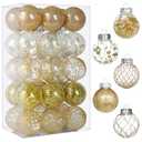 Clear Christmas Ball Ornaments, 30ct 2.36" Gold Shatterproof Xmas Ball Decorations Set Decorative Hanging Ornaments for Christmas Tree Home Office Decor Gift for Christmas Party Wedding