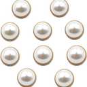 10pcs Round Pearl Buttons with Shank for Sewing Gold Button Crafts for Clothes Shirts Suits Coats Sweaters Wedding Dress Clothing Decorations (Round, 40L/25mm)