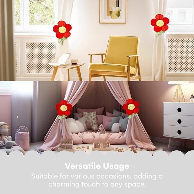 Flower Curtain Tiebacks Set of 2 - Versatile, Durable, and Stylish | Organize and Beautify Your Space | Multicolor Cartoon Curtain Holder | Suitable for Home, Office, and Outdoor Dcor