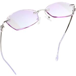 LifeArt Blue Light Blocking Glasses,Computer Reading Glasses,Rimless Frame Tinted Lens with Diamond,Stylish for Women (+2.50 Magnification) (3096_col.3_silver)