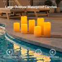 5plots 4"6" 8" Large Outdoor Waterproof Flameless Candles Ivory White with Timer & Remote, Battery Operated LED Flickering Pillar Candles for Patio Porch Halloween Christmas Lantern, Set of 2