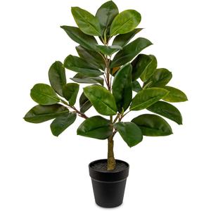 Briful Artificial Magnolia Tree in Black Pot 26.3in Tall Faux Magnolia Greenery Plant Fake Potted Silk Tree for Home Office Room Kitchen Outdoor Porch Décor