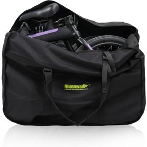20inch Folding Bike Bag Bicycle Carry Bag Bike Travel Carrying Case Bike Transport Bag for Car Train Air Travel Portable (Black-Yellow, 20 inch)