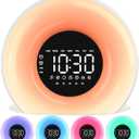 Wake Up Light Sunrise Alarm Clock with Sunrise Sunset Simulation 23 Nature Sleep Sounds 13 Colors Night Light Dual Alarms Snooze Function Sleep Aid for Heavy Sleepers Kids Adults (White)