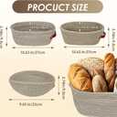 3pcs 9 inch Banneton Basket Set of Banneton Bread Proofing Basket - 9 inch Banneton Basket Set of Handmade hemp rope Baskets Lining and Lid