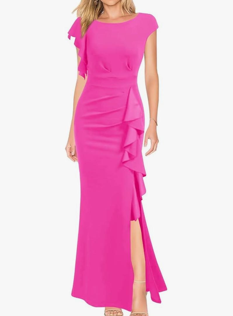 Ouyisha Mother of The Bride Dress 2025 Satin Long Mermaid Formal Evening Party Gowns with Ruffle Size S