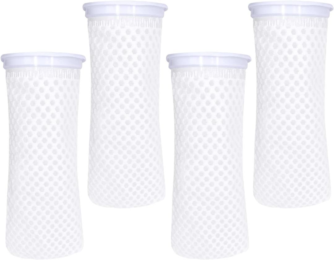 4 Pcs 4Inch Ring Honeycomb Filter Socks 150 Micron, Aquarium Filter Sock 3D Honeycomb Design, Aquarium Felt Filter Bags for Freshwater Saltwater Aquarium, Fits Eshopps and Aqueon, 9.5Inch Long (White)