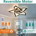 24" Geometric Ceiling Fan with Lights Remote Control, 6 Speeds 3 Colors Black Low Profile Ceiling Fan with Light for Kitchen Bedroom Living Room, Small Large