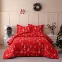 JSD Red Kids Christmas Comforter Set Twin Size, 2 Piece Xmas Tree Printed Microfiber Bedding Set, Machine Washable