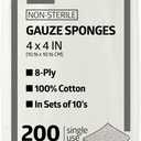 Medline 4 x 4 inch Gauze Sponges, 100% Cotton, 8-Ply Woven Non-Sterile Gauze (Pack of 200)