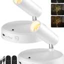 EZVALO Spot Lights Indoor,5500mAh Rechargeable Picture Lights with Remote, Wireless Mini Art Accent Spot Lights with Timer Dimmable, 3CCT, Up lights Indoor for Plants, Display, Artwork(2Pack-White)