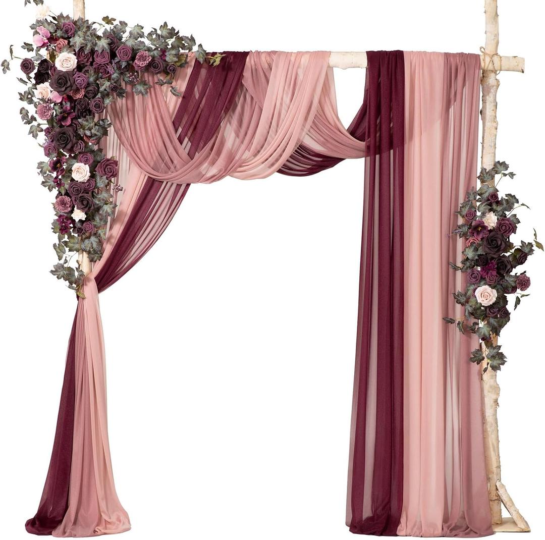 Ling's moment Wedding Arch Flowers, Deep Plum, 5-Piece Set