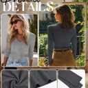 Riyiper 3 Pack Women Long Sleeve Shirts, 95% Cotton V Neck Ribbed Knit Tops Slim Fit Casual Going Out Tee Shirts (L)