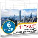 Arrobust Acrylic Sign Holder 8.5x11 Inches 6 Pack Horizontal, T -Shaped Double Sided Clear Paper Frames, PlasticTable Menu Display Holder, Document Flyer Table Stand for Office, Store, Restaurant