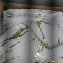WONGS BEDDING White Gold Metallic Marble Comforter Set Queen Foil Print Glitter Bedding Sets with 2 Pillowcases for All Seasons, Soft Microfiber Filling Bedding Duvet Set 90"x90"
