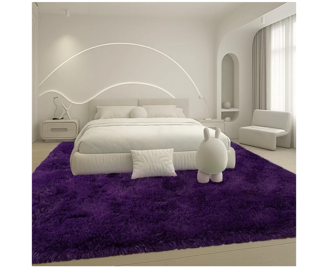 8x10 Area Rugs Living Room, Purple Large Plush Fluffy Bedroom Carpet, Non-Slip Upgraded Indoor Thick Soft Rug, Modern Plush Carpet Suitable for Kids Home Decor Aesthetics Dorm.