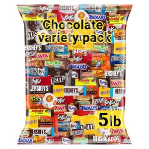 Chocolate Assorted Bulk Candy Variety Pack 5lb - Mini Chocolate Bars, Milk & Dark Chocolate Mix - Individually Wrapped Bulk Candy for Office Snacks, Party Favors and Bags
