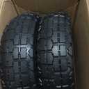 GICOOL 10" Flat-Free Solid Tire and Wheel Replacement 4.10/3.50-4, with 5/8" Axle Bore Hole, 2.2" Offset Hub, Compatible with Hand Truck Tire Garden Wagon Trolley Dolly (Black)