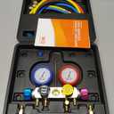 BACOENG AC Manifold Gauge Set for R134A R410A R22, HVAC Gauges with Hoses, 4 Way AutomotiveAir Conditioner Refrigerant Recharge Kit