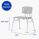 Medline Bariactric Tub Transfer Bench with Anti-Slip Suction Feet, Lightweight for Easy Movement, for Use as a Shower Bench or Bath Seat - 500lb Weight Capacity