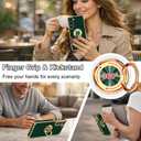 Designed for Samsung Galaxy S23 Case with Ring Stand, Support Magnetic Car Mount Rotating Finger Holder Soft TPU Cover Plating Edge Slim Phone Case for Galaxy S23 Dark Green